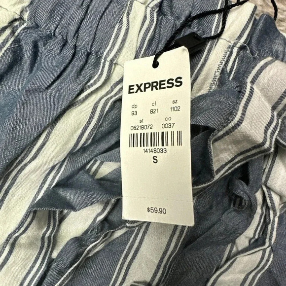 Express Women’s Striped Skirt Blue and white Ruffle Skirt Size S New - Picture 5 of 15